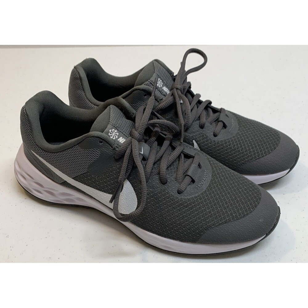 New Nike Revolution 6 NN GS Smoke Grey White 7Y Sneakers Running Shoes